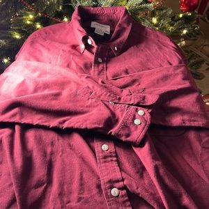 Eddie Bauer Mens LS Solid Button Down Shirt Color Maroon Size XL